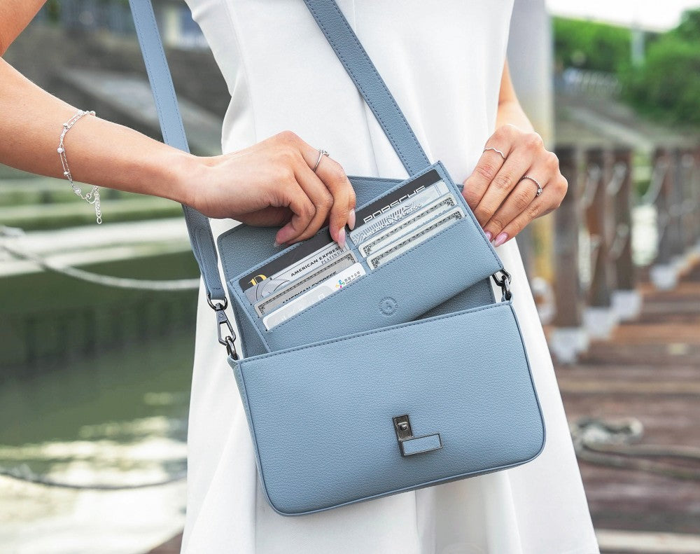 Nomi Bag - Japanese Vegan Leather in Coral Blue