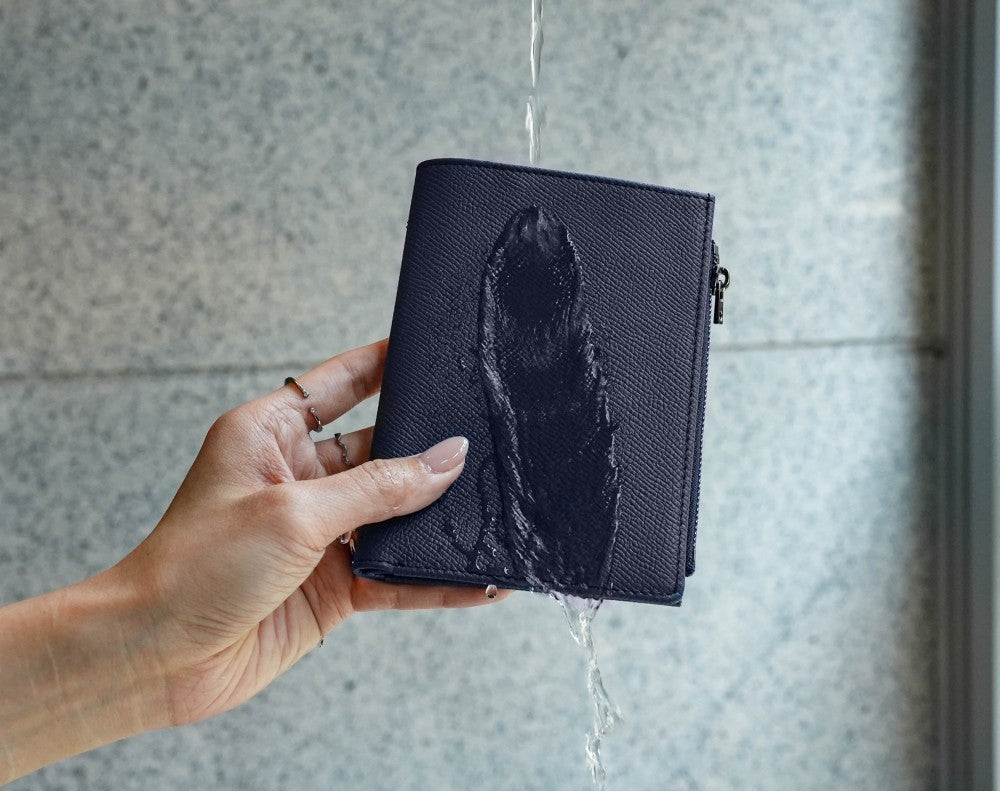 Featherly Passport Wallet - Blue Cross-Hatch Texture