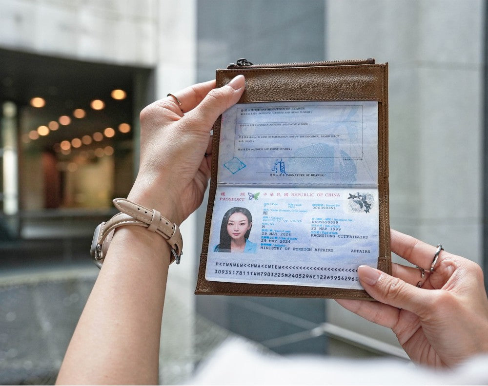Featherly Passport Wallet - Brown Cross-Hatch Texture