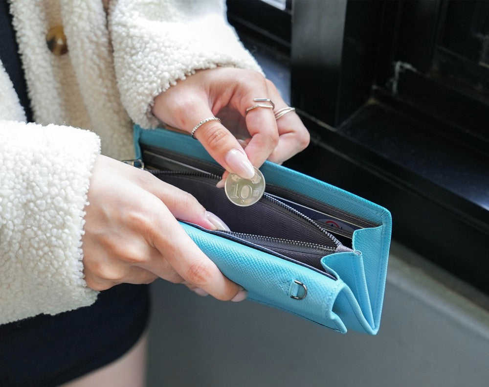 Carina XL v2 Crossbody Clutch - Italian Cross-Hatch in Teal