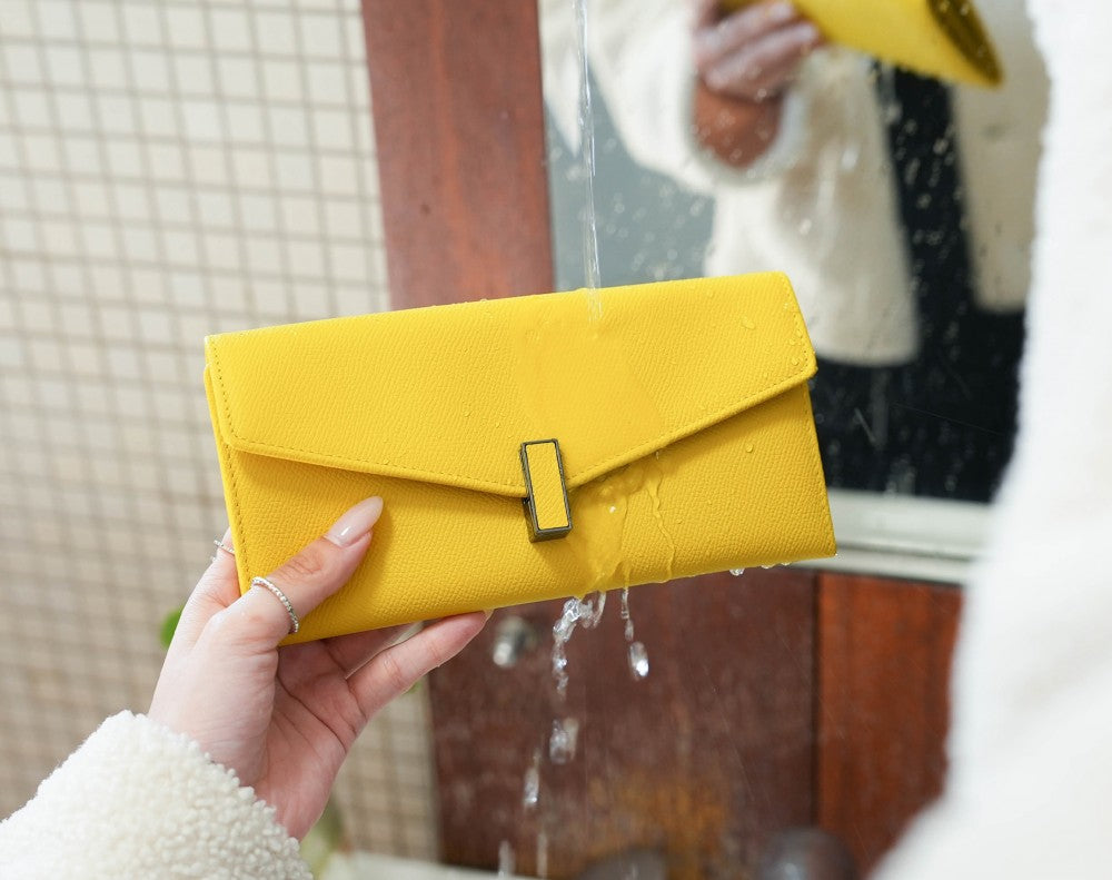 Carina XL v2 Crossbody Clutch - Italian Cross-Hatch in Yellow