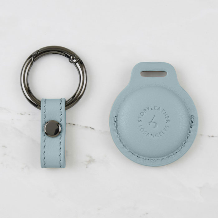 AirTag Leather Keychain - Baby Blue
