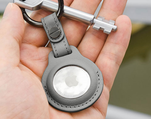 AirTag Leather Keychain - Grey