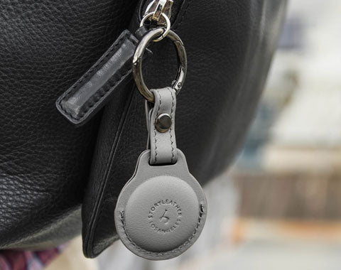 AirTag Leather Keychain - Grey