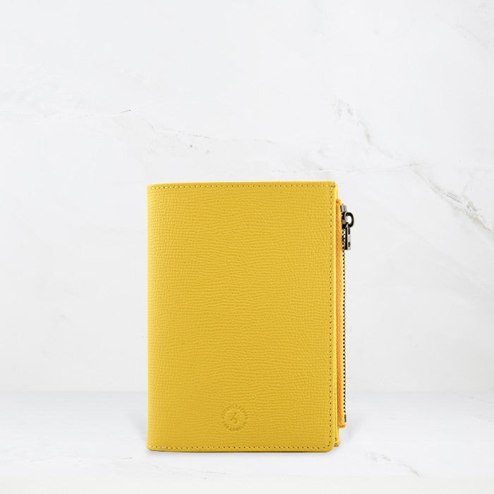 Featherly Passport Wallet - Yellow Cross-Hatch Texture