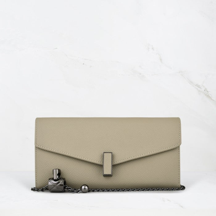 Carina XL v2 Crossbody Clutch - Italian Cross-Hatch in Khaki