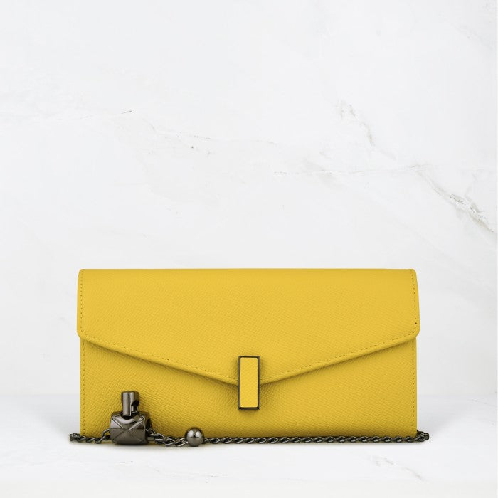 Carina XL v2 Crossbody Clutch - Italian Cross-Hatch in Yellow