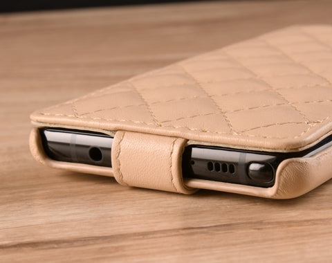 Down Flip Quilted Leather Case